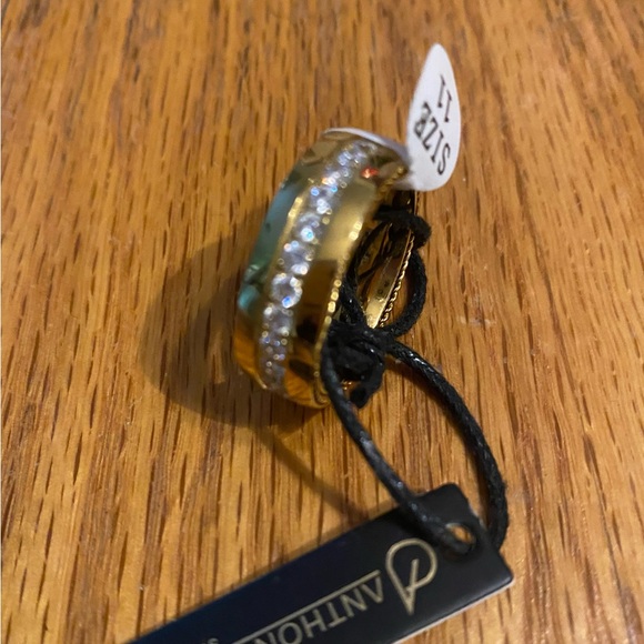 Anthony Jacobs Men's 18K Goldplated Stainless Steel Simulated Diamond Inlay Ring - Picture 4 of 5